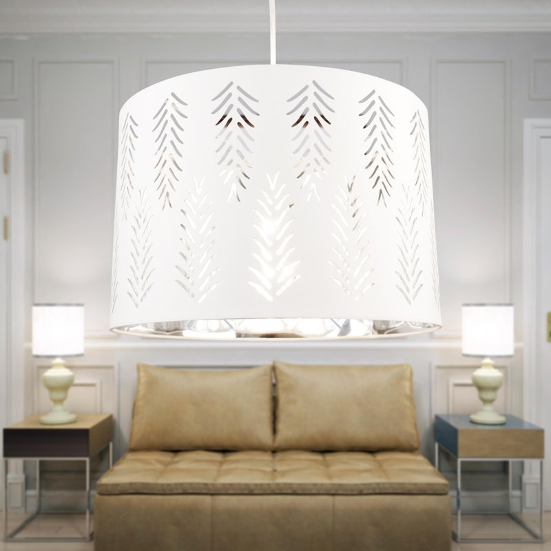 20cm H Cotton Drum Pendant Shade ( Uno ), White