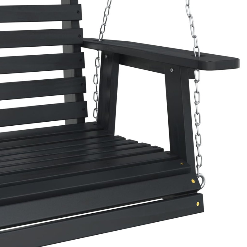 Garden Swing Bench With Metal Chains Solid Wood Fir, Black
