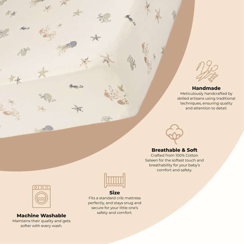 Cove Fitted Crib Sheet (Sea Life)