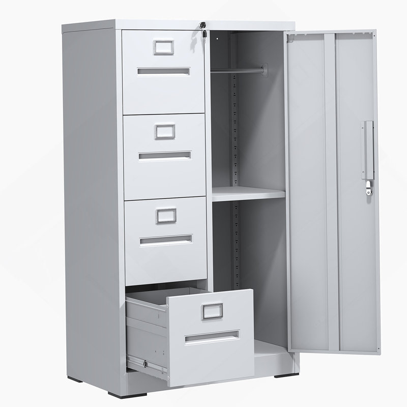 Versatile Vertical Filing Cabinet With Lock, Featuring 4 Drawers And 1 Door For School, Living, Bedroom, And Office Use