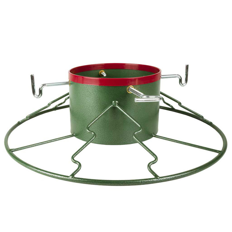 Green and Red Steel Large Christmas Tree Stand with High Water Capacity