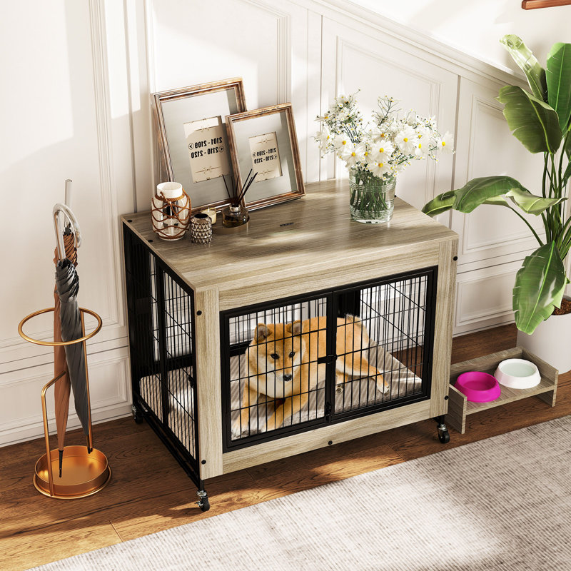 Niche pour chien avec cage pour chien, Gris