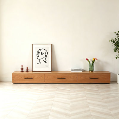 Simple Solid Wood Cherry Burlywood TV Stands