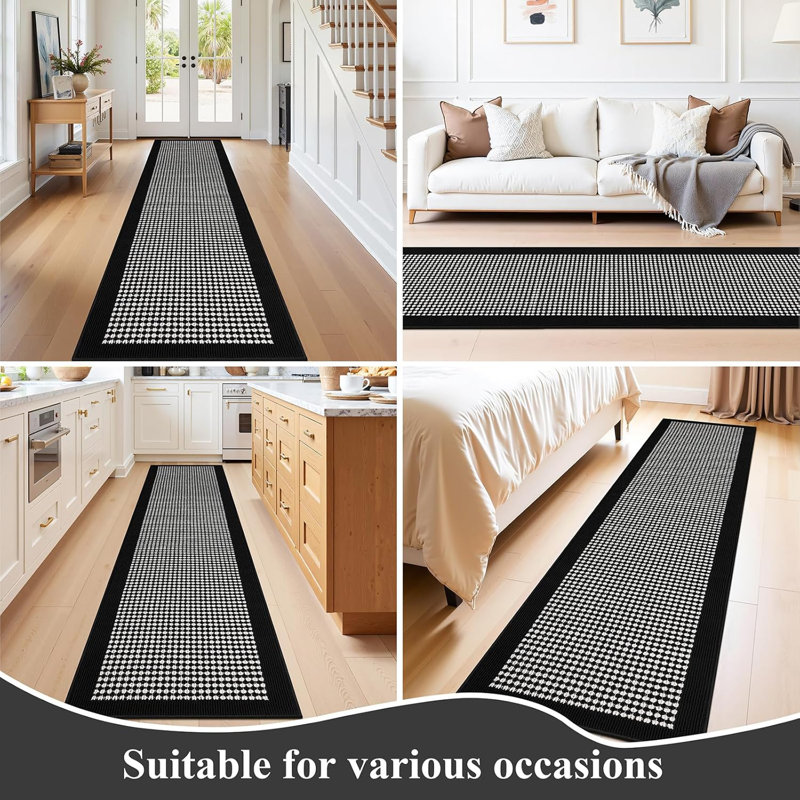 Area Rug, Black, Runner 2' x 10'