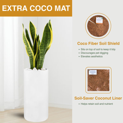 Kute Nest Indoor/Outdoor Small Fiberstone Tubo Planter - D10" x H19.5" - Opening 8.2"