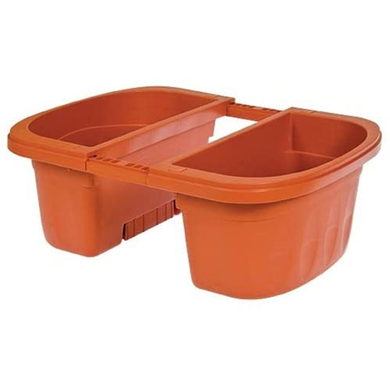 Apollo Self-Watering Dual-Sided Saddle Deck Rail Planter Box, Terra Cotta, 16in
