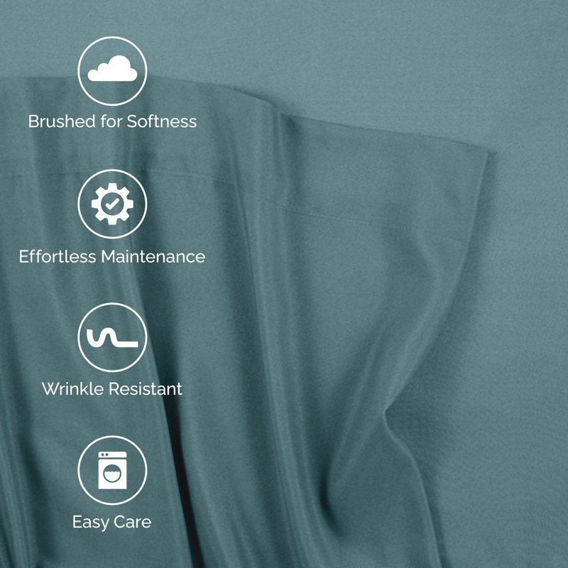 Crosshatch Microfiber, Full Sheet Set with 2 Pillowcases, Teal Artic