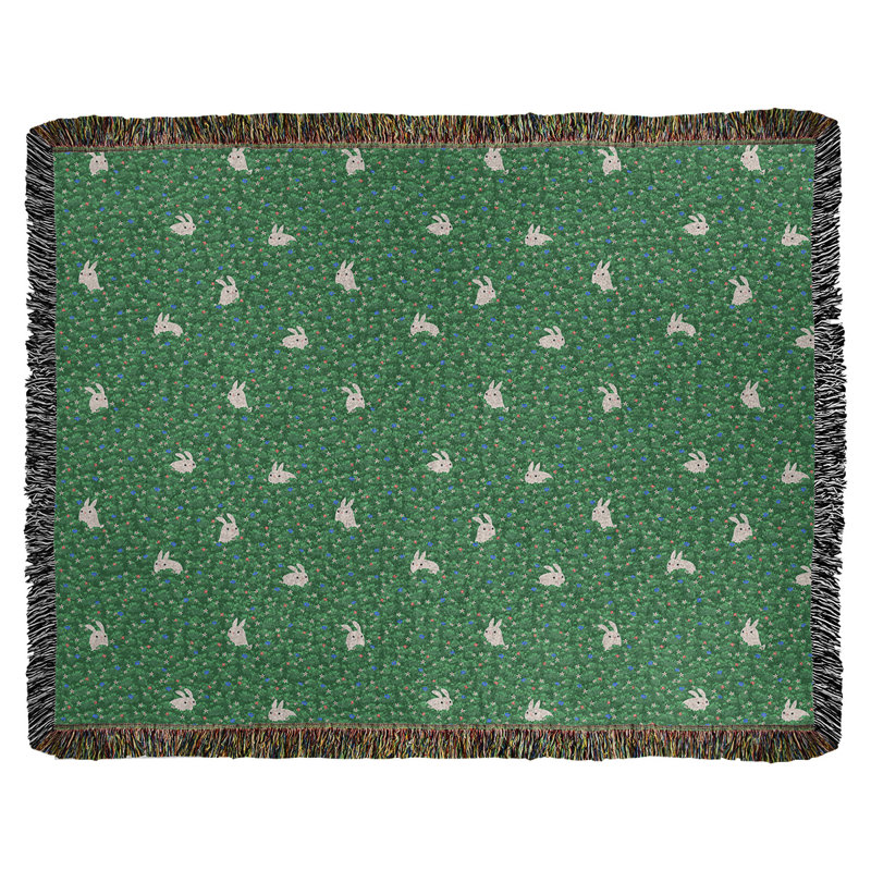 Couverture en coton tissé Katelyn Elizabeth, l 50 po x L 60 po, Jade