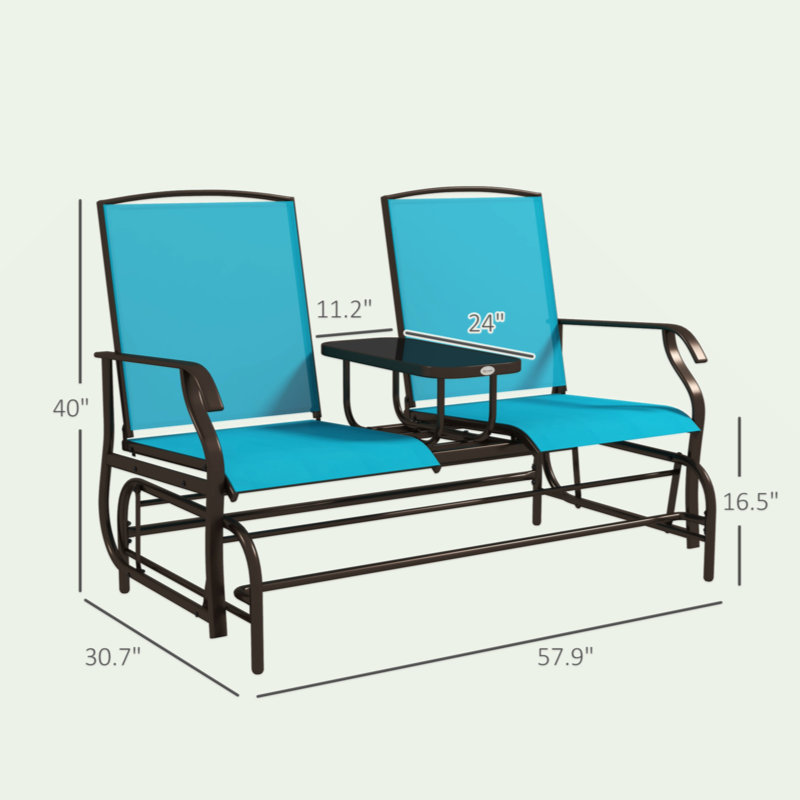 Banc oscillant avec table centrale Outsunny, Bleu