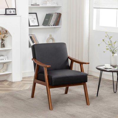 Chaise d'appoint avec revêtement en microfibre et structure en bois massif