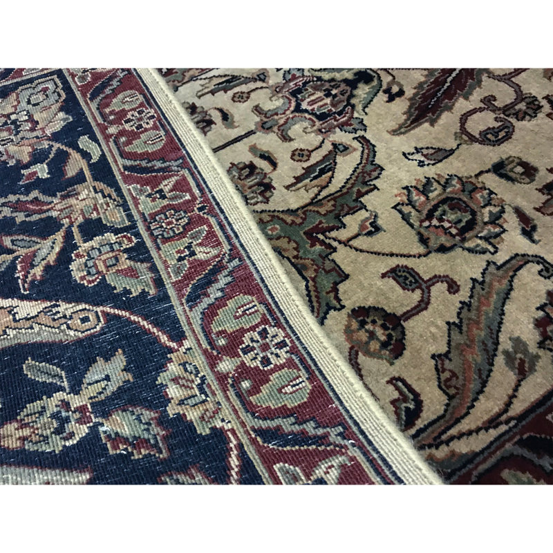 Tapis oriental en laine noué à la main beige / bleu marine Marquis