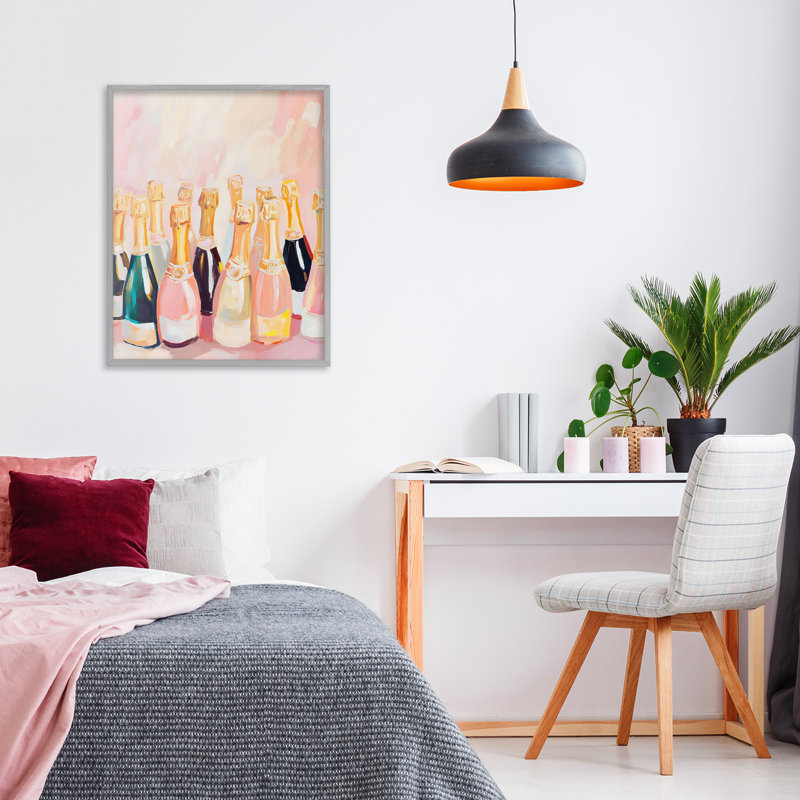 Collection de bouteilles de champagne Blush, giclée encadrée, design par The Prints Vibe, 20 x 16
