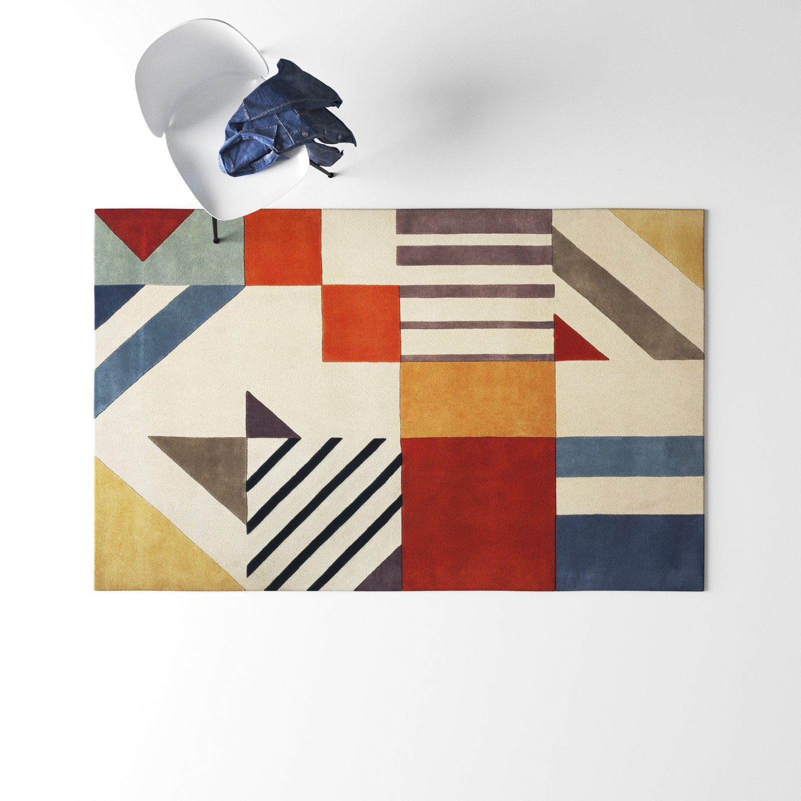 Tripoli Ivory Multi Hand-Tufted Geometric Rug, Rectangle 4' x 6'