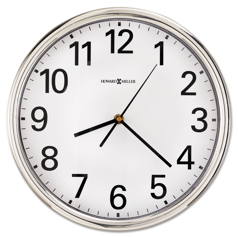 Hamilton 12" White and Silver Contemporary Wall Clock