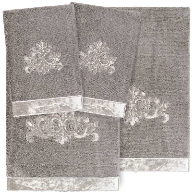Linum Home Textiles 100% Turkish Cotton 4 Piece Towel Set, Charcoal