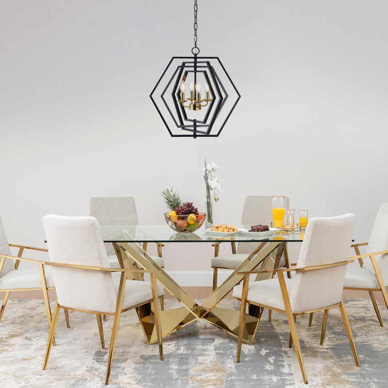 20" DIY Multi-Tier Matte Black Pendant Light w Adjustable Shades, 4-Lights and Adjustable Hanging Chain