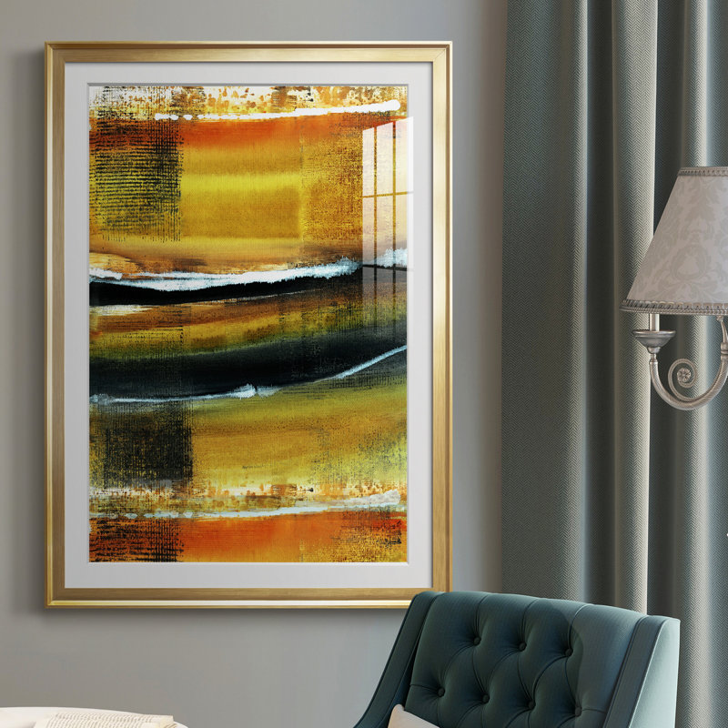 Desert Night II - peinture encadrée, Or, H 26,5 po x l 36,5 po x P 1,5 po