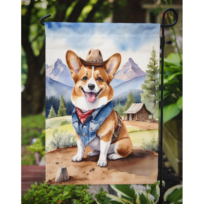Drapeau Cowboy Welcome Garden, Bleu / rouge Corgi