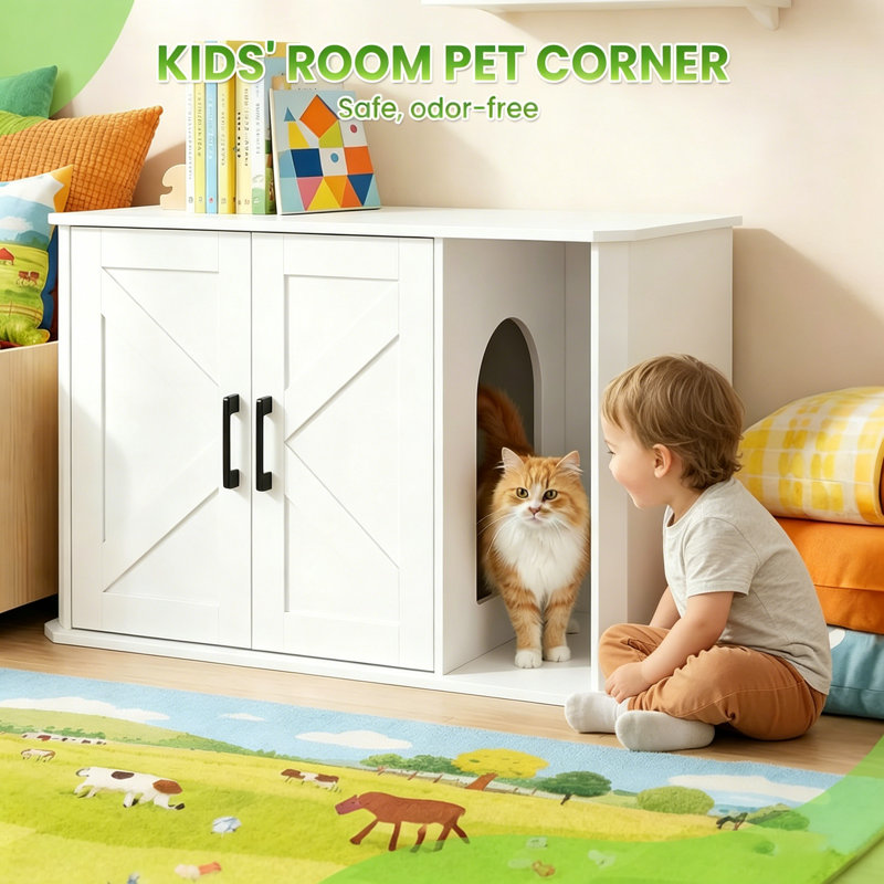 Metal Litter Box Enclosure, White