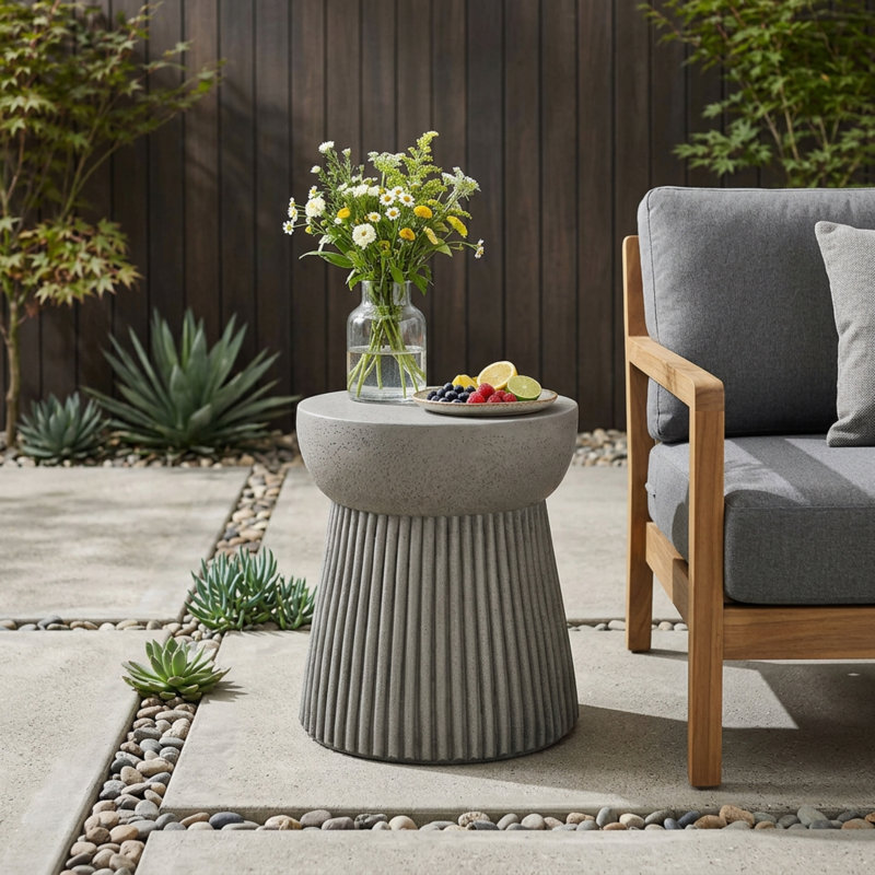 Concrete Outdoor Dining Table , 15 " W 15 " D