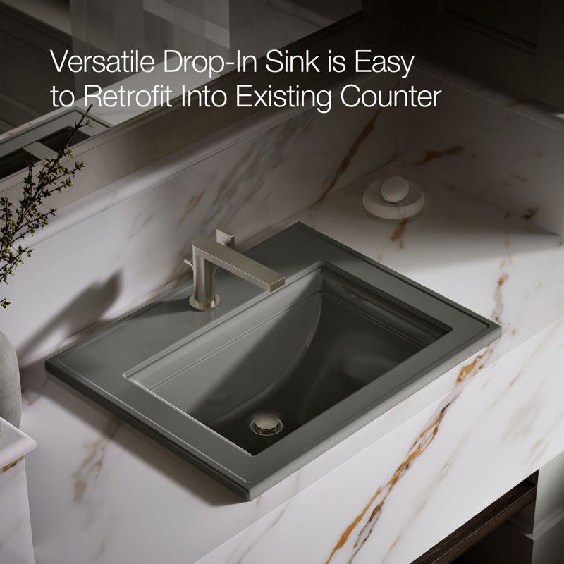 Memoirs® Stately Drop-in Bathroom Sink, Single Hole, Thunder Gray