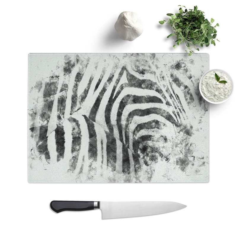 Tempered Glass Stripes of the Zebras Chopping Board, 28.5 cm x 39 cm