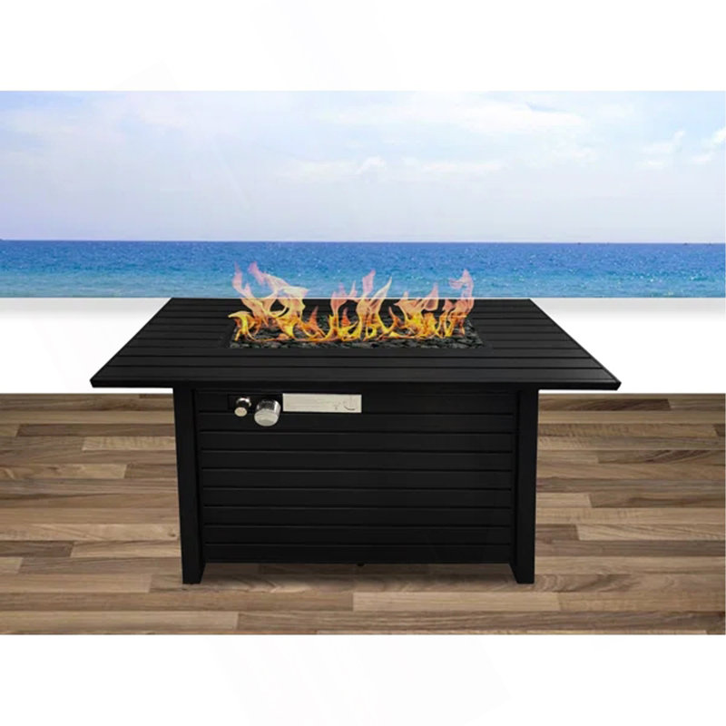 Table de foyer d'extérieur au propane en acier 24 po avec couvercle