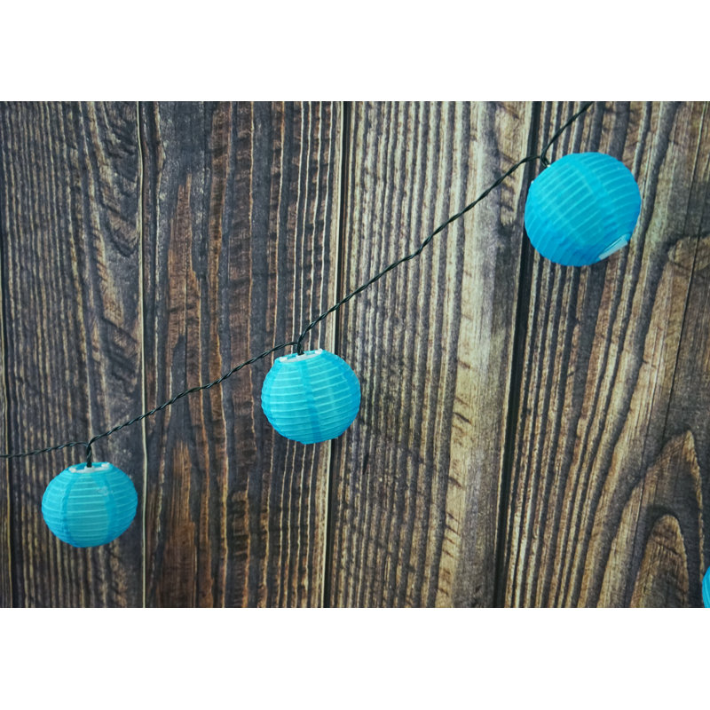 Outdoor 40 - Bulb 393.7'' Solar Powered LED Shaded String Light, Blue