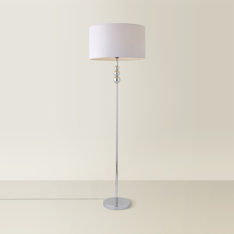 Randalia 145cm Traditional Floor Lamp, Grey, Chrome 
