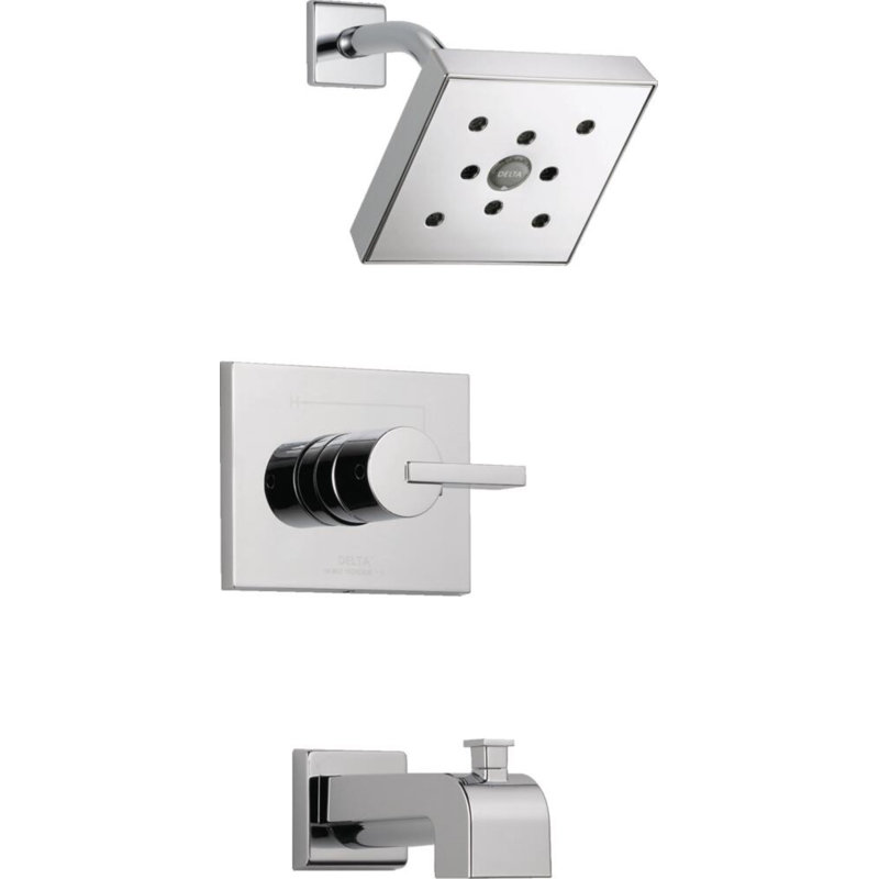 Vero Diverter Tub and Shower Faucet Trim with Lever Handle and Monitor, Chrome
