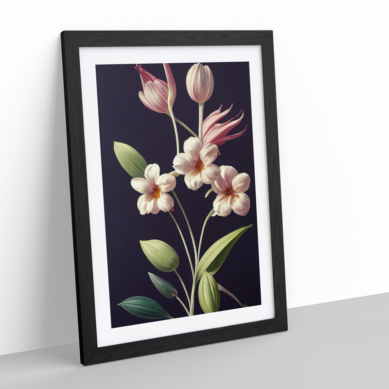 Daring Flowers - Single Picture Frame Print, Black, 64cm H x 46cm W x 2cm D