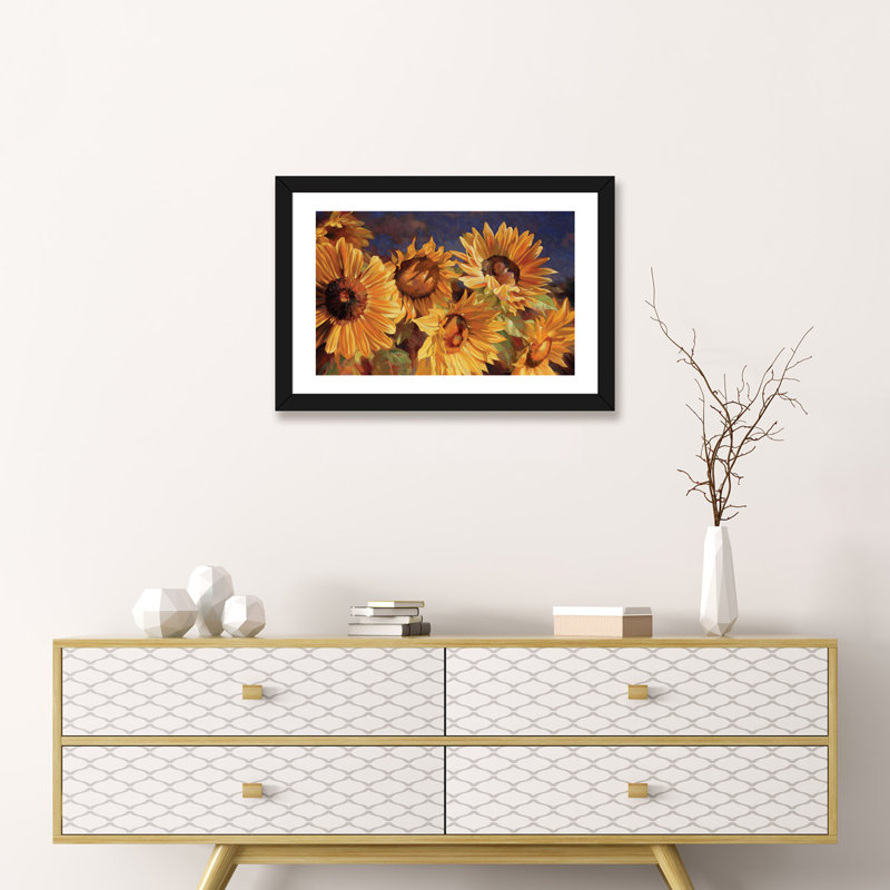 Tournesol par Emma Styles - reproduction d'art, H 16 po x l 24 po x P 1 po, Papier encadré noir