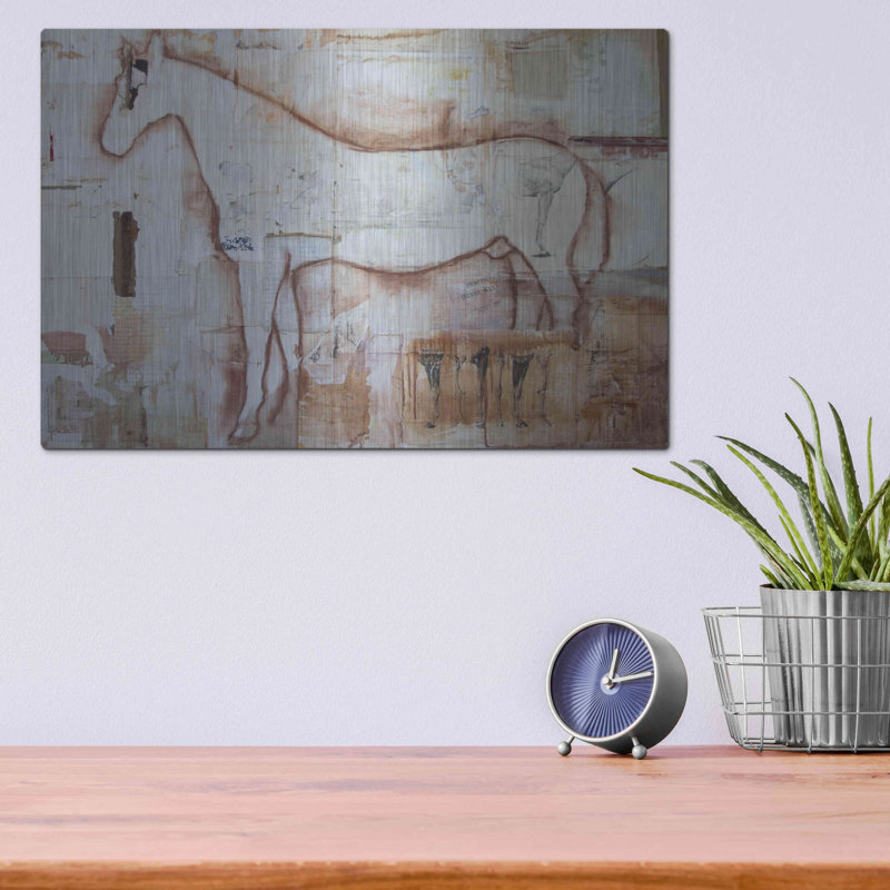 "Pratique à cheval" par Susan Friedman, art mural en métal, H 12 po x l 16 po