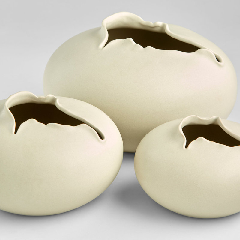 Tambora Handmade Ceramic / Porcelain Table Vase, 6.25" H x 10" W x 10" D