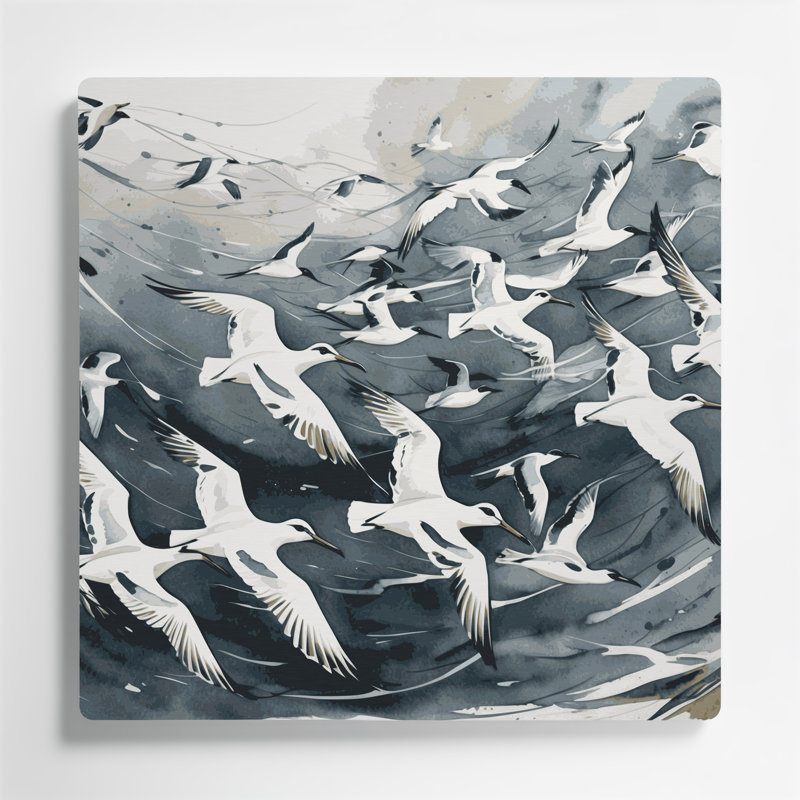 Oiseaux, art mural noir en métal Kittiwake, H 12 po x l 12 po