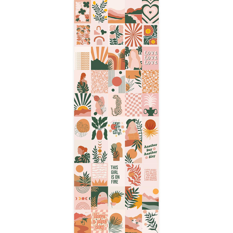 Papier peint à motif géométrique Mid-Century, L 132 po x l 48 po
