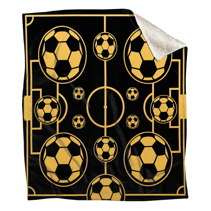 Ballons de soccer, couvertures, L 50 po x H 60 po, Or noir
