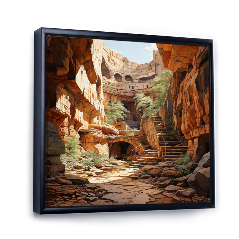 Canyon Pointillism I, H 16 po x l 16 po x P 1 po, Cadre flottant noir