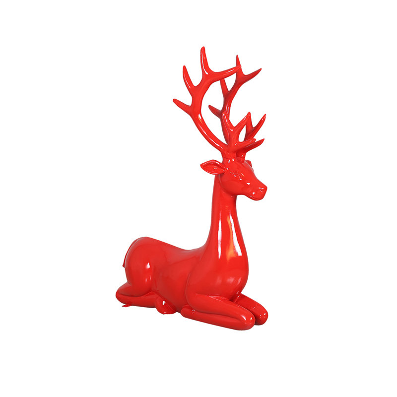 Deer Sitting Statues [Red]