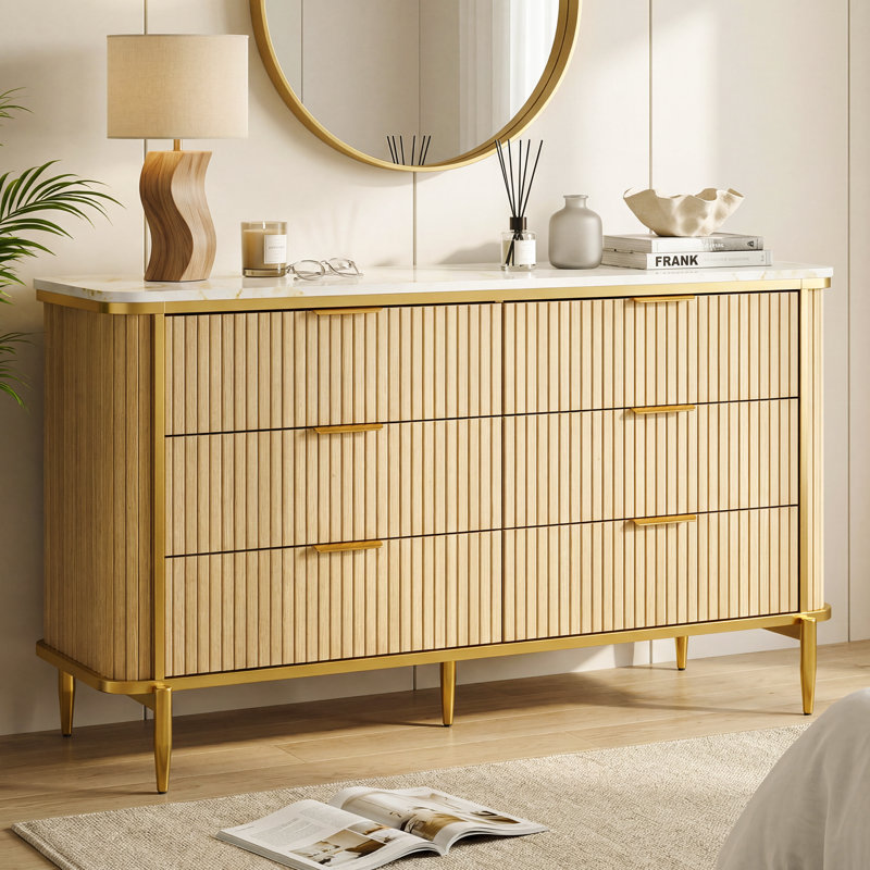 55.1" W Double Dresser With 6 Drawer