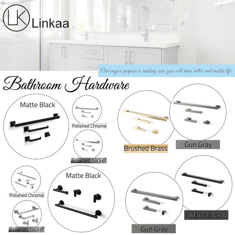 Ensemble de quincaillerie de salle de bain 4 pièces, Nickel brossé
