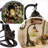 15.4"H Whimsical Cat Dragonfly Stained Glass Table Lamp With Cat Base