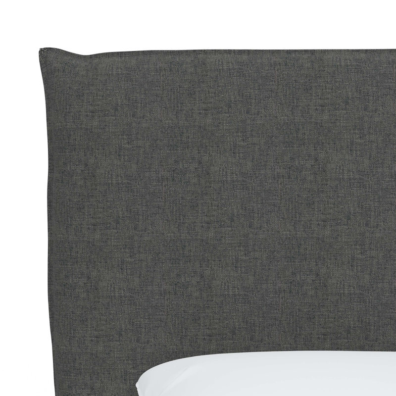 Lit tapissier standard à profil bas Bessinger, Lin gris anthracite texturé Zuma, Grand