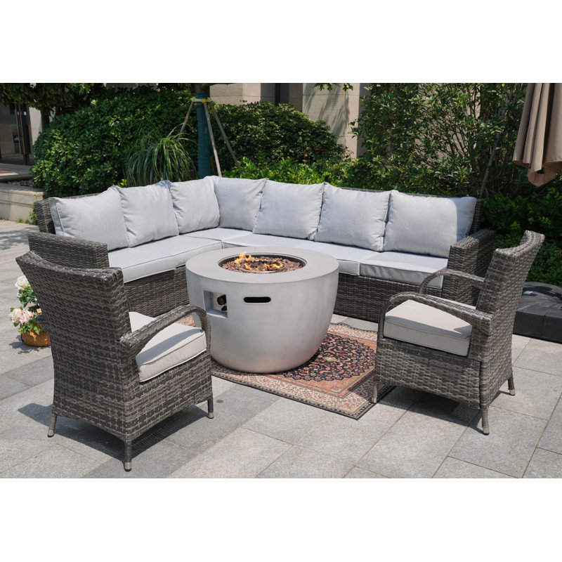 Ensemble de conversation modulaire avec coussins, gris