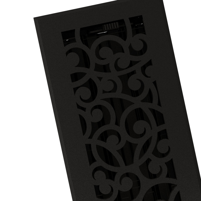 Grille de sol Impériale Black Steel, en fonte, alimentation en air, Wonderland,, H 1,25 po x L 12 po x l 4 po, Wonderland