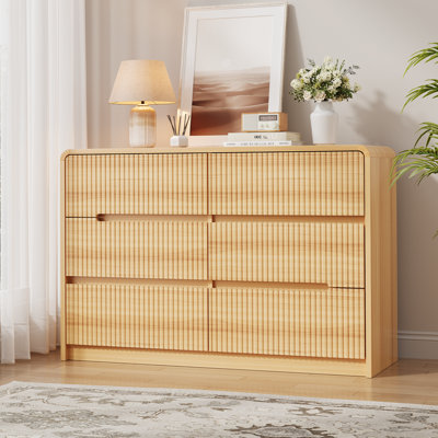 Commode double en bois de style Mid-Century à 6 tiroirs l 47,3 po Ato