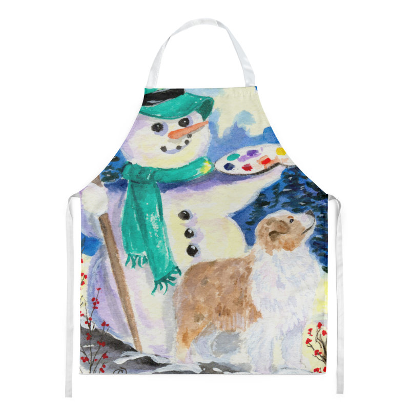 Bonhomme de neige avec tablier berger australien