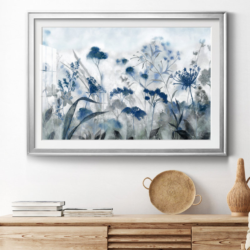 " Inky Indigo " Painting Print, Silver , 22.5" H x 30.5" W x 1.5" D