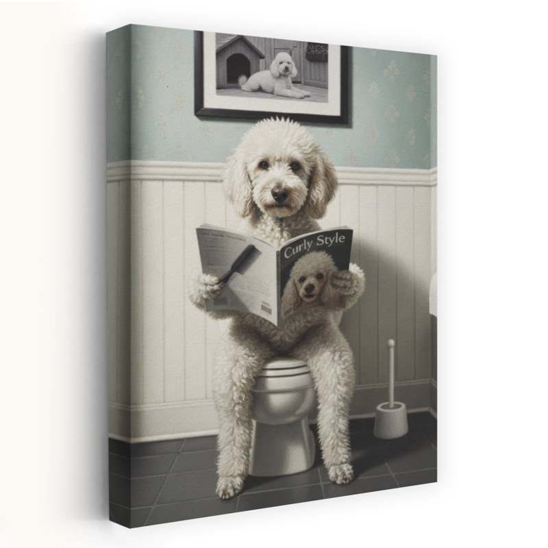 Curly Dog Reading by Andreas Magnusson - Wrapped Canvas Print, 91.44 cm H x 60.96 cm W