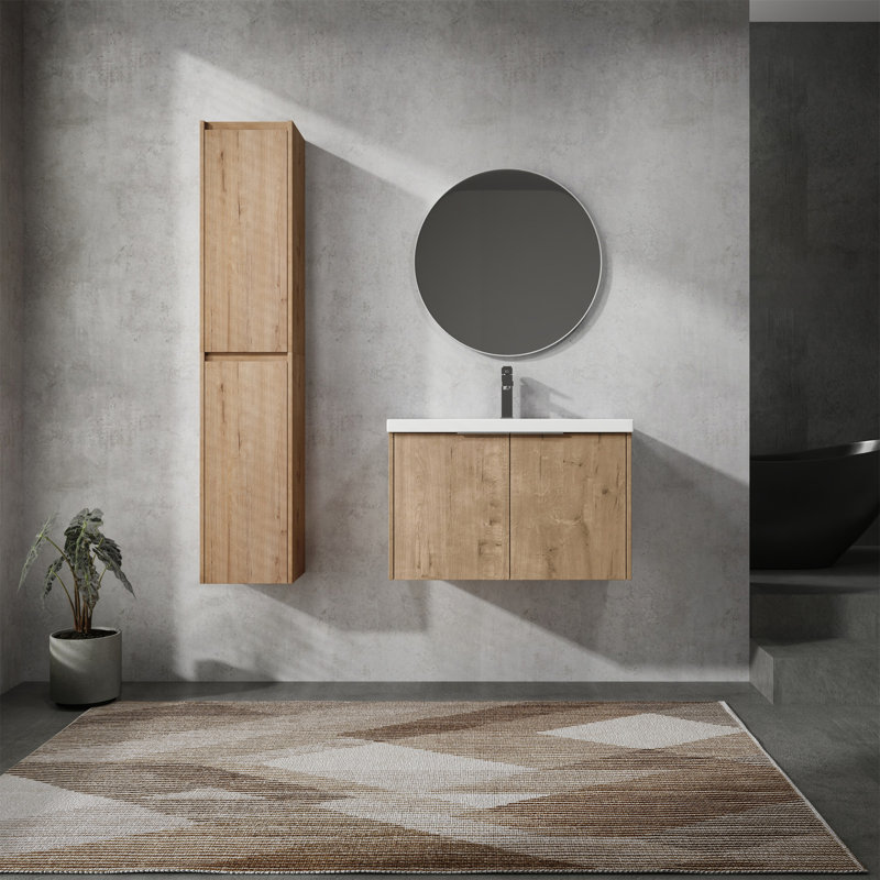 Meuble-lavabo mural avec lavabo et armoire latérale, 30"